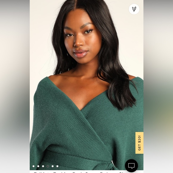 Lulu’s Fall into Fashion Dark Green Dolman Sleeve Sweater Midi Dress XS - Picture 3 of 6